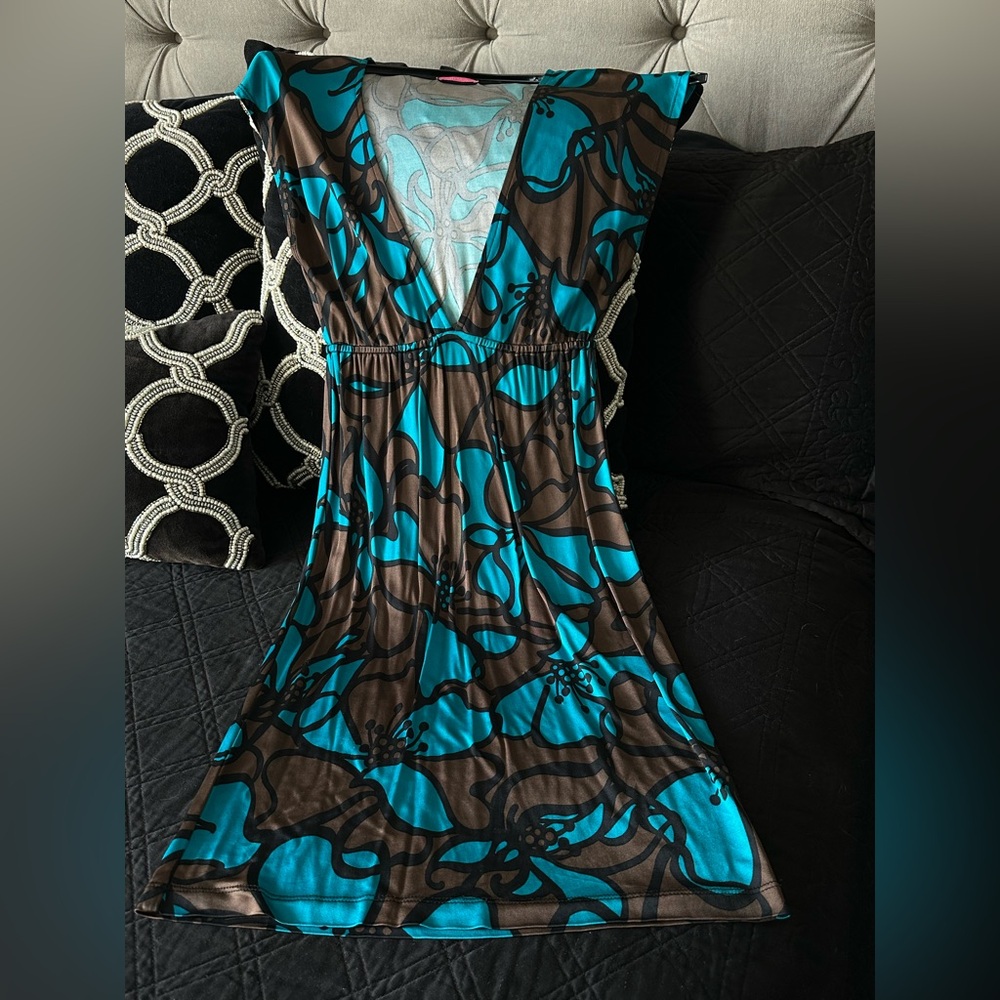 Stylish Blue and Brown Patterned Dress